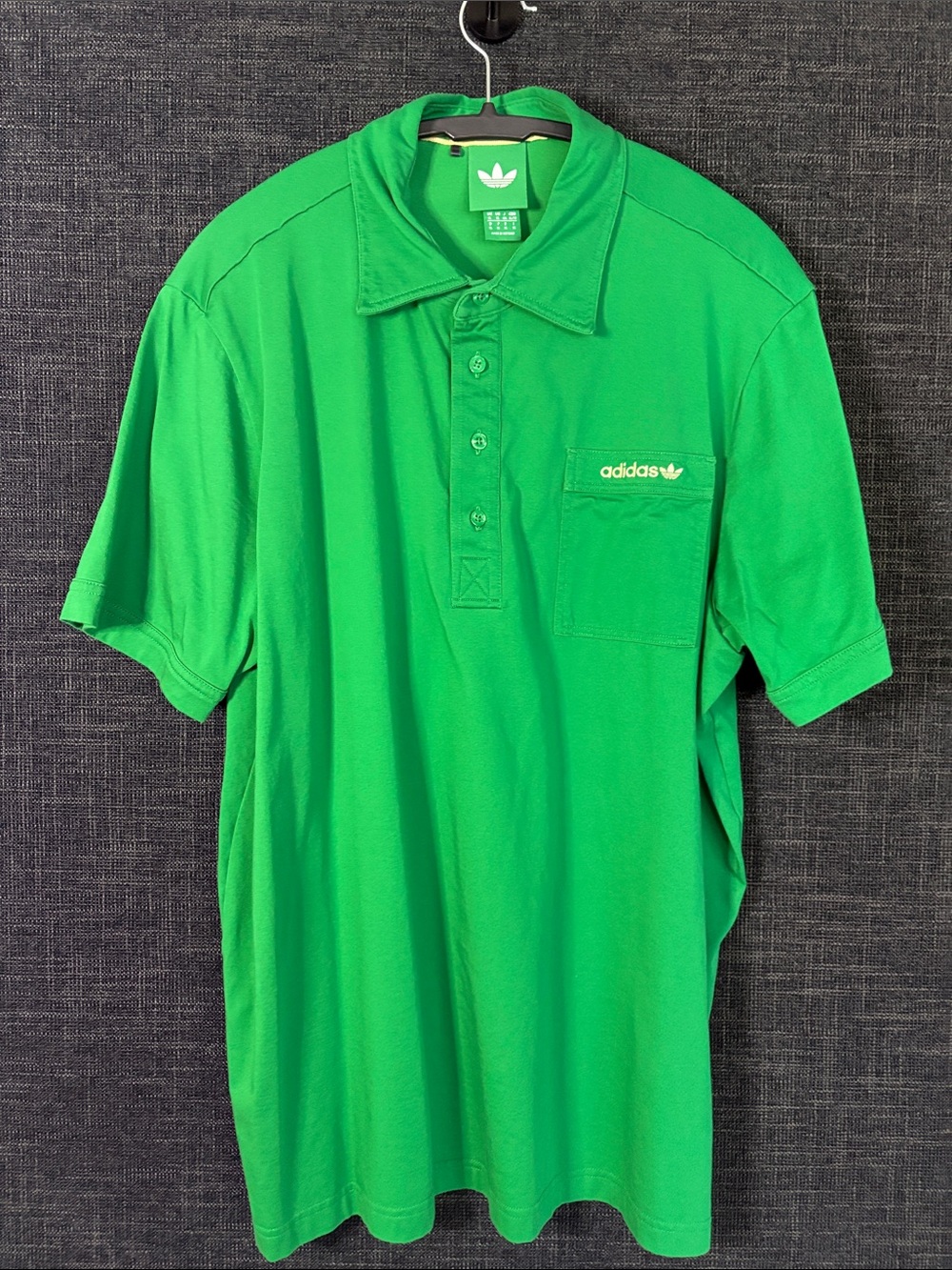 adidas Men’s Bright Green Polo with Chest Pocket